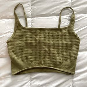 medium olive green low support gymshark bra. worn once due to size.